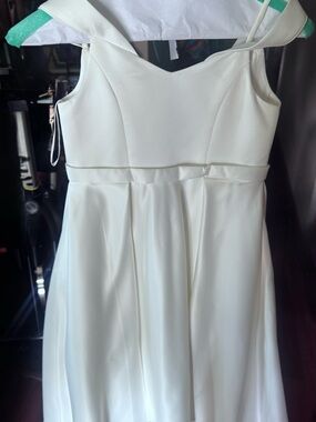 Flower Girl’s White Off-Shoulder Satin A-Line Women's Dress by DB Studio